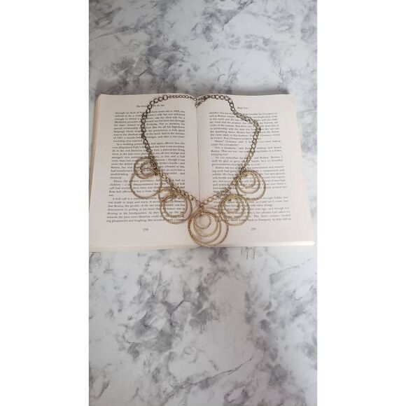 Golden Circle Hooped Rings Necklace - Picture 2 of 14